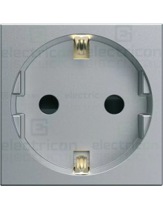 Priza simpla shucko pentru canal cablu, 45mm, 16A, aluminiu, QuickConnect, Gallery, Hager, WXF160T