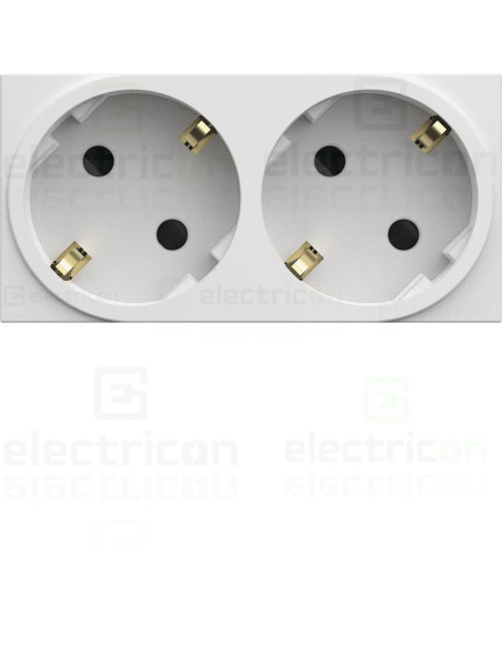 Priza dubla shucko pentru canal cablu, 45mm, 16A, alb, QuickConnect, Gallery, Hager, WXF472B