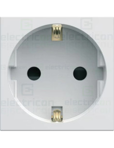 Priza simpla shucko pentru canal cablu, 45mm, 16A, alb, QuickConnect, Gallery, Hager, WXF160B