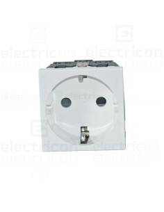 Priza simpla shucko pentru canal cablu, 45mm, 16A, alb, QuickConnect, Gallery, Hager, WXF160B 2