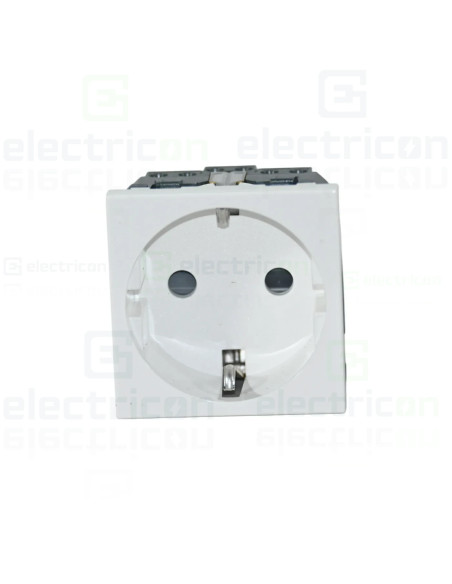 Priza simpla shucko pentru canal cablu, 45mm, 16A, alb, QuickConnect, Gallery, Hager, WXF160B