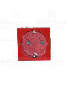 Priza simpla shucko pentru canal cablu, 45mm, 16A, rosu, QuickConnect, Gallery, Hager, WXF160R 2