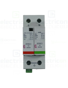 Descarcator la supratensiune, 1+1, debrosabil cu semnalizare, tip T2, 255V, ETITEC V T2 255/20 1+1 RC, ETI, 002442960