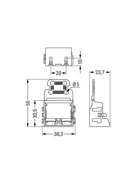 Suport de montare cu detensionare pentru conectori cu 10 fire,4mm,pentru montare cu surub albastru, Wago, 221-509/000-006