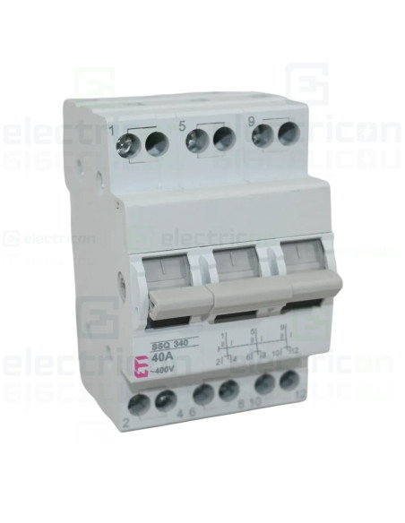 Comutator cu clapeta (separator) 1-0 -2 (ON-OFF), 3P, 40A, 400 VAC, SSQ340, ETI, 002421435