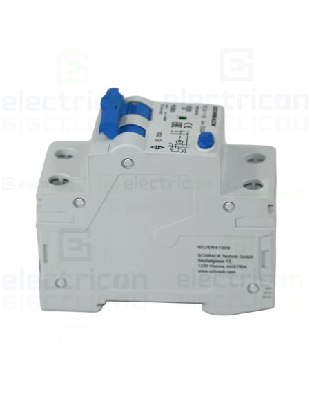 Intrerupator diferential (disjunctor) 1P+N, 25A, 30 mA, 10kA, curba B, tip A, AMPARO, Schrack, AK618625