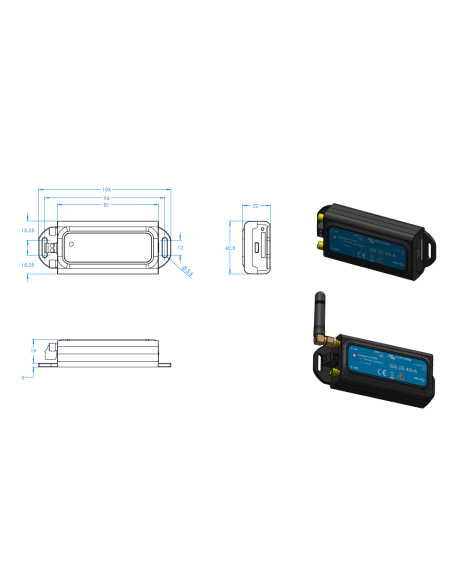 Modem celuar (2G/3G/LTE) pentru Cerbo GX, GX LTE 4G-E (compatibil cu retele mobile din Europa), Victron Energy, GSM100100400