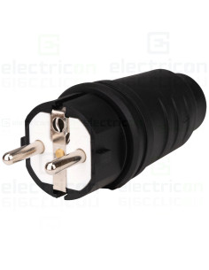 Stecher shucko rezistent la impact, 16A, 250V, IP44, negru, Schrack, YY714316