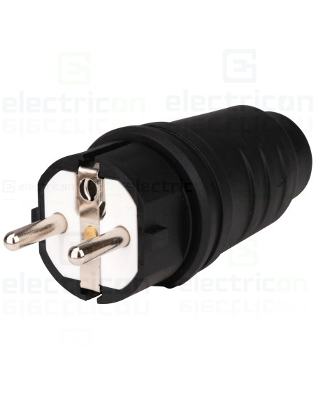 Stecher shucko rezistent la impact, 16A, 250V, IP44, negru, Schrack, YY714316