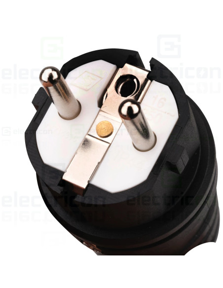 Stecher shucko rezistent la impact, 16A, 250V, IP44, negru, Schrack, YY714316