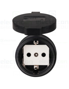 Priza industriala, Shucko, 16A, 250V, IP54, negru, tip F, capac rotund, cu etanșare , Schrack, YY724316