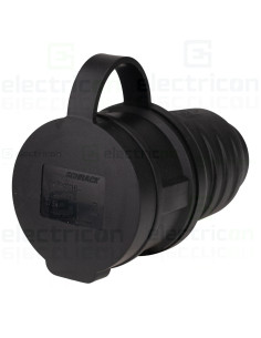 Priza industriala, Shucko, 16A, 250V, IP54, negru, tip F, capac rotund, cu etanșare , Schrack, YY724316 2