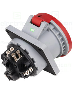 Priza industriala, CEE fix, 5 poli, 63A, 400V, IP44, cu garnitură. montaj pe panou, unghi de 15°, Schrack, YY784563 2