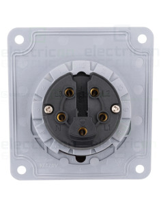 Priza industriala, CEE fix, 5 poli, 16A, 400V, IP44, cu garnitură. montaj pe panou, unghi de 15°, Schrack, YY784516 2