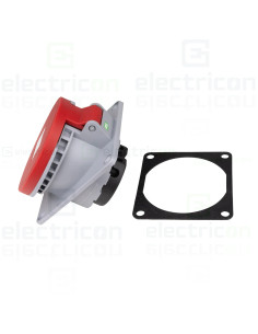 Priza industriala, CEE fix, 5 poli, 32A, 400V, IP44, cu garnitură. montaj pe panou, unghi de 15°, Schrack, YY784532 2