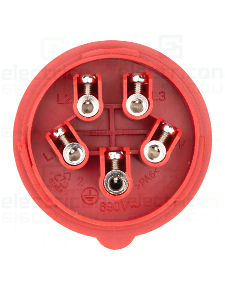 Fișă industriala, CEE fix, 5 poli, 16A, 400V, IP44, Schrack, YY714516