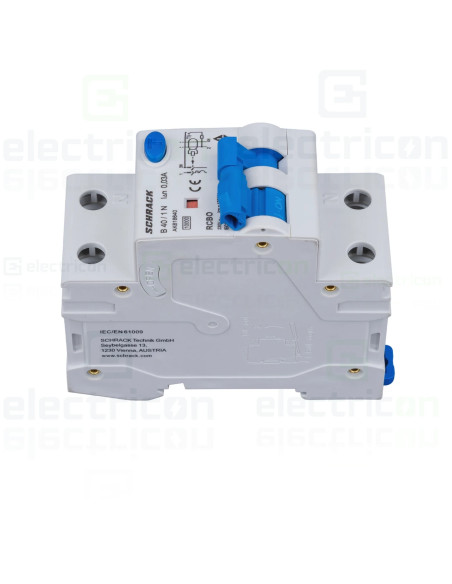 Intrerupator diferential (disjunctor) 1P+N, 40A, 30 mA, 10kA, curba B, tip A, AMPARO, Schrack, AK618640