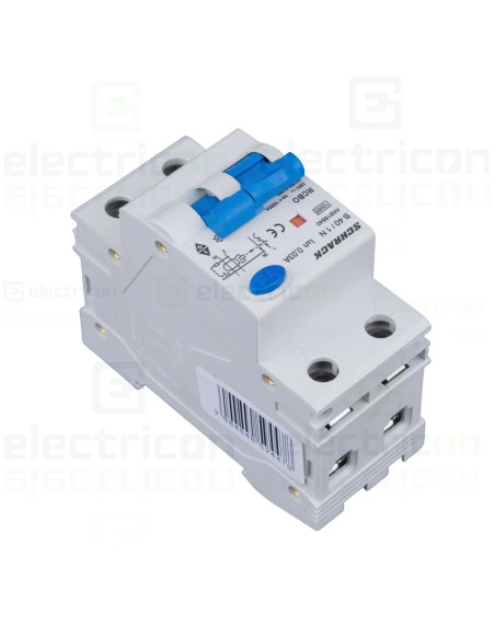 Intrerupator diferential (disjunctor) 1P+N, 40A, 30 mA, 10kA, curba B, tip A, AMPARO, Schrack, AK618640