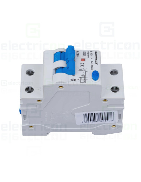 Intrerupator diferential (disjunctor) 1P+N, 40A, 30 mA, 10kA, curba B, tip A, AMPARO, Schrack, AK618640