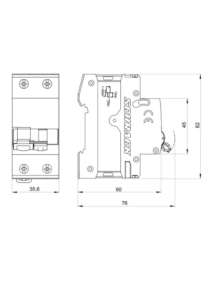 Intrerupator diferential (disjunctor) 1P+N, 40A, 30 mA, 10kA, curba B, tip A, AMPARO, Schrack, AK618640