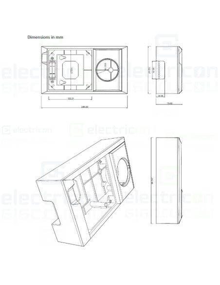 Carcasa de montaj pe perete pentru panouri GX de 65x120 mm, Victron Energy, ASS050300010