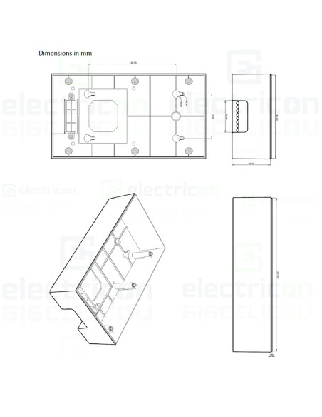 Carcasa de montaj pe perete pentru panouri GX de 65x120 mm, Victron Energy, ASS050300010
