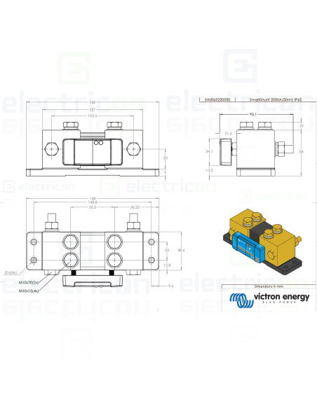 Monitor baterie (șunt), SmartShunt IP65, 2000A/50mV, Victron Energy, SHU065220050