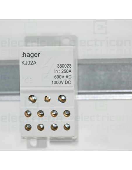 Bloc distribuție terminal, 1P, 250A, 1x95mm²+2x35mm²+5x16mm²+4x10 mm² lățime 45mm, Hager,  KJ02A