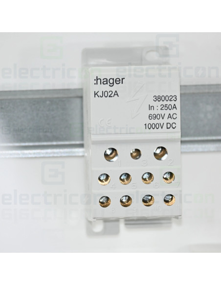 Bloc distribuție terminal, 1P, 250A, 1x95mm²+2x35mm²+5x16mm²+4x10 mm² lățime 45mm, Hager,  KJ02A