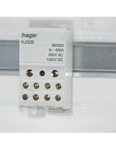 Bloc distribuție terminal, 1P, 400A, 1x185mm²+2x35mm²+5x16mm²+4x1,5-10 mm² lățime 45mm, Hager,  KJ02B
