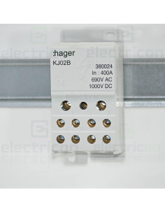 Bloc distribuție terminal, 1P, 400A, 1x185mm²+2x35mm²+5x16mm²+4x1,5-10 mm² lățime 45mm, Hager,  KJ02B 2