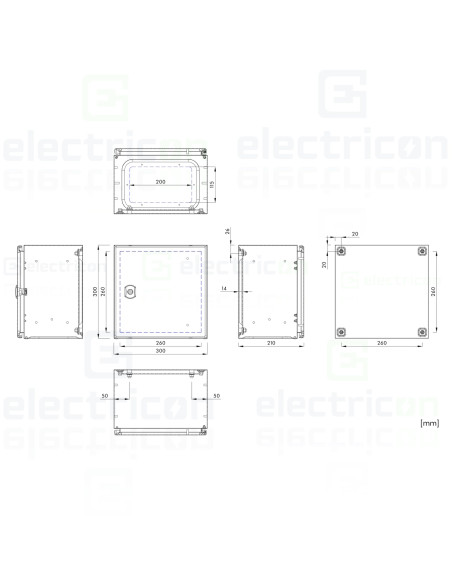 Dulap metalic cu contrapanou și ușă, IP66, 300x300x210 mm, Schrack, WSA3030210