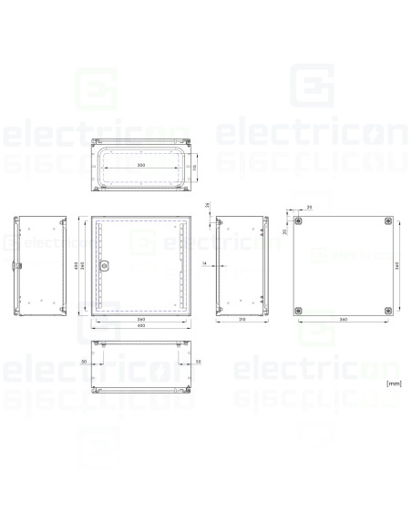 Dulap metalic cu contrapanou și ușă, IP66, 400x400x210 mm, Schrack, WSA4040210