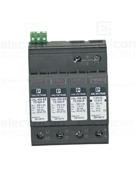 Descarcator de supratensiune T2, 230VAC, 3P+N, VAL-MS-EE-T2-3+1-320-FM, Phoenix Contact, 2910574