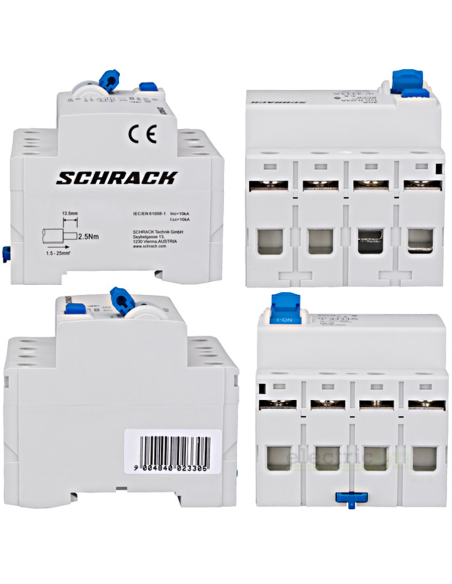 Intreruptor diferential Schrack AMPARO (10kA), 40A, 4-poli, 30mA, tip A