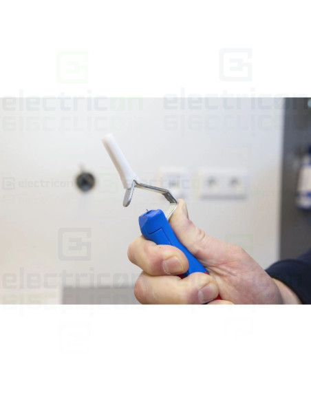 Cutit dezizolat cablu, 4 - 28H, cu maner bicomponent cu lama tip carlig si capac de protectie, 4 - 28 mm, Gama Albastru, Weicon