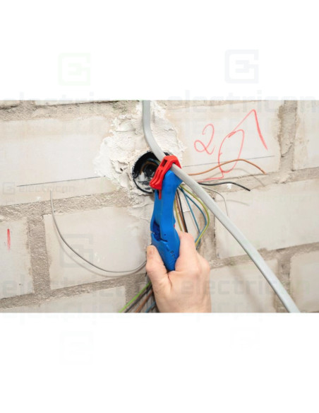 Dezizolator pentru cabluri plate (pana la 18 mm) si rotunde (diametrele intre 6 si 13 mm), Gama Albastru, Weicon, 10068090