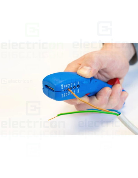 Dezizolator pentru cabluri plate (pana la 18 mm) si rotunde (diametrele intre 6 si 13 mm), Gama Albastru, Weicon, 10068090