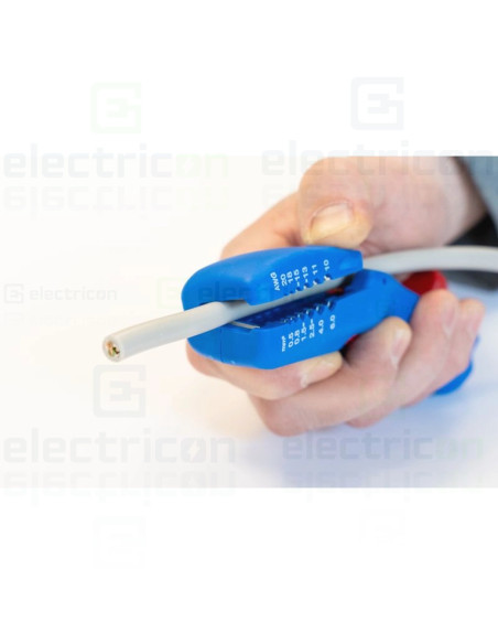 Dezizolator pentru cabluri plate (pana la 18 mm) si rotunde (diametrele intre 6 si 13 mm), Gama Albastru, Weicon, 10068090