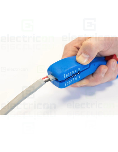 Dezizolator pentru cabluri plate (pana la 18 mm) si rotunde (diametrele intre 6 si 13 mm), Gama Albastru, Weicon, 10068090
