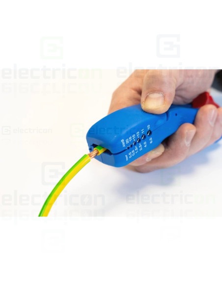 Dezizolator pentru cabluri plate (pana la 18 mm) si rotunde (diametrele intre 6 si 13 mm), Gama Albastru, Weicon, 10068090