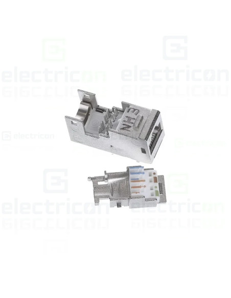 Conector RJ45, Universal, Cat6a, 10Gbps Ethernet (IEEE 802.3an), 180°, Hager, VZ314RJ