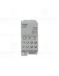 Bloc distributie terminal, 1P, 500A, 2x35mm2 + 5x16mm2 + 4x10mm2 + bara colectoare din cupru de 24x6mm, Hager, KJ02G