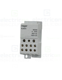 Bloc distributie terminal, 1P, 500A, 2x35mm2 + 5x16mm2 + 4x10mm2 + bara colectoare din cupru de 24x6mm, Hager, KJ02G 2